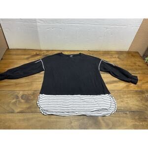 Ali Miles Striped Black White Tunic Top Size Small